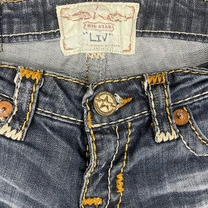 Big Star Men's Dark Blue Denim Jeans with Yellow Stitching